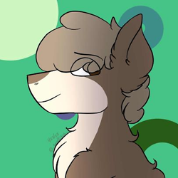 Size: 406x406 | Tagged: safe, artist:azure moon, imported from derpibooru, oc, oc only, oc:stoatsky [brine], original species, pony, abstract background, brine, bust, custom species, ears up, feral, heterochromia, icon, looking at you, looking back, looking back at you, portrait, smiling, smiling at you, solo, species:brine