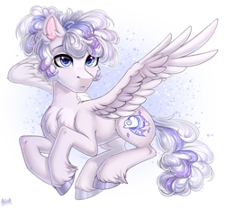 Size: 2700x2500 | Tagged: safe, artist:hakaina, imported from derpibooru, oc, pegasus, pony, abstract background, beautiful, beautiful eyes, cheek fluff, chest fluff, colored, concave belly, curly hair, curly mane, curly tail, cute, ear fluff, fluffy, flying, frown, high res, hoof fluff, hooves, leg fluff, ocbetes, pegasus oc, raised hooves, raised leg, shading, signature, slim, solo, tail, thin, turned head, unamused, unshorn fetlocks, wing fluff, wings