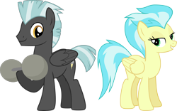 Size: 3454x2160 | Tagged: safe, artist:chainchomp2 edits, artist:cheezedoodle96, derpibooru exclusive, edit, imported from derpibooru, vector edit, misty fly, thunderlane, pegasus, pony, equestria games (episode), newbie dash, .svg available, background pony, bedroom eyes, dumbbells, female, looking at you, male, mare, mistylane, raised hoof, shipping, simple background, smiling, stallion, straight, svg, transparent background, vector, weight lifting, weights, wonderbolts