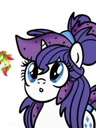 Size: 768x1024 | Tagged: safe, artist:sjart117, imported from derpibooru, rarity, oc, oc:watermelana, pegasus, pony, unicorn, :o, alternate hairstyle, female, hairband, mane swap, mare, open mouth, pegasus oc, simple background, starry eyes, transparent background, wingding eyes