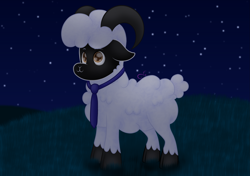 Size: 2507x1763 | Tagged: safe, artist:vivi's corner, artist:viviandpurplevivi, imported from derpibooru, oc, oc only, oc:techmath, sheep, cloven hooves, fluffy, night, redesign, stars