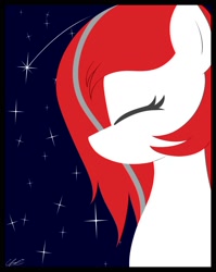 Size: 1592x2000 | Tagged: safe, artist:seafooddinner, imported from derpibooru, oc, oc only, oc:roscosmospone, earth pony, pony, bust, earth pony oc, eyes closed, female, mare, poster, signature, solo, space, stars