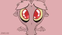 Size: 1200x675 | Tagged: safe, artist:jewellier, imported from derpibooru, discord, draconequus, animated, big eyes, bust, cute, didn't i do it for you, discute, eye shimmer, gif, horns, partial color, portrait, puppy dog eyes, simple background, solo, video at source, wings
