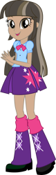 Size: 1477x4567 | Tagged: safe, artist:starryshineviolet, edit, imported from derpibooru, vector edit, twilight sparkle, human, equestria girls, brown eyes, brown hair, brunette, clothes, cutie mark on clothes, dark skin, female, full body, g4, high res, human coloration, natural eye color, natural hair color, realism edits, shirt, shoes, simple background, skirt, socks, solo, stars, stock vector, transparent background, vector