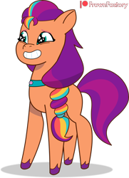 Size: 3000x4136 | Tagged: safe, artist:frownfactory, edit, edited screencap, imported from derpibooru, screencap, vector edit, sunny starscout, earth pony, pony, spoiler:g5, spoiler:my little pony: tell your tale, spoiler:tyts01e35, female, g5, grin, mane stripe sunny, mare, my little pony: tell your tale, panic on harvest & hugs day, simple background, smiling, solo, transparent background, unshorn fetlocks, vector