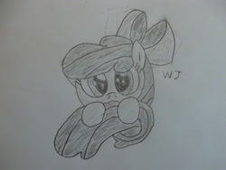 Size: 1024x768 | Tagged: safe, artist:wolfjava, imported from derpibooru, apple bloom, earth pony, pony, female, filly, foal, looking at you, solo, traditional art