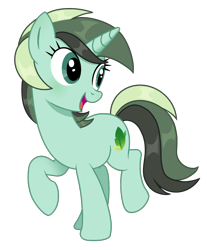 Size: 1230x1482 | Tagged: safe, artist:ros, oc, oc only, oc:herbal remedy, pony, unicorn, base used, female, horn, mare, open mouth, open smile, simple background, solo, standing on two hooves, transparent background, unicorn oc