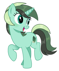 Size: 1230x1482 | Tagged: safe, artist:ros, edit, oc, oc only, oc:herbal remedy, pony, unicorn, base used, female, horn, mare, open mouth, open smile, simple background, solo, standing on two hooves, transparent background, unicorn oc