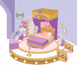 Size: 1432x1204 | Tagged: safe, imported from derpibooru, pipp petals, bed, bedroom, behind the scenes, colored, computer mouse, disco ball, flat colors, g5, hat, indoors, keyboard, microphone, mirror, monitor, my little pony 2022 | core brand asset toolkit, no pony, official, picture frame, pillow, ramp, webcam