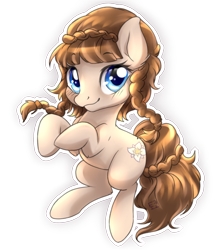 Size: 836x956 | Tagged: safe, artist:tokokami, imported from derpibooru, oc, oc only, oc:connie bloom, earth pony, pony, earth pony oc, euro bronycon, eyebrows, eyebrows visible through hair, looking at you, mascot, simple background, smiling, smiling at you, solo, transparent background