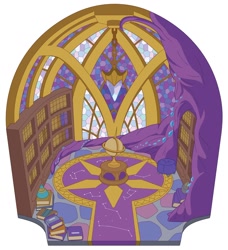 Size: 1224x1345 | Tagged: safe, imported from derpibooru, behind the scenes, book, bookshelf, constellation, crystal, g5, globe, indoors, my little pony 2022 | core brand asset toolkit, no pony, official, ottoman (furniture), stained glass, stained glass window, tree