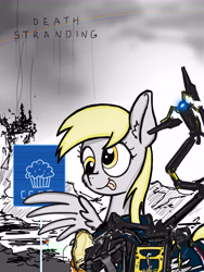 Size: 6201x8268 | Tagged: safe, artist:china consists of them!, imported from derpibooru, ditzy doo, pegasus, pony, crossover, death stranding, ruins, solo