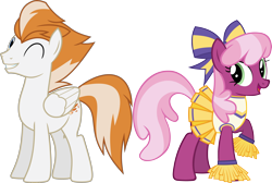 Size: 5010x3360 | Tagged: safe, artist:chainchomp2 edits, artist:doctor-g, edit, imported from derpibooru, vector edit, cheerilee, fire streak, earth pony, pegasus, pony, the cart before the ponies, absurd resolution, cheerileeder, cheerleader, cheerstreak, clothes, crack shipping, female, male, mare, one eye closed, open mouth, pom pom, shipping, simple background, skirt, stallion, straight, transparent background, vector, wink, wonderbolts