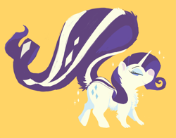 Size: 3799x2978 | Tagged: safe, imported from derpibooru, rarity, hybrid, pony, skunk, skunk pony, unicorn, animal, chest fluff, eyes closed, fanfic art, fluffy, lavender, rariskunk, scentquestria, skunk stripe, skunkified, solo, species swap, tabu in scentquestria, tail