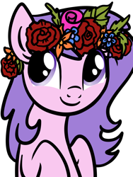 Size: 1768x2357 | Tagged: safe, artist:lannielona, imported from derpibooru, oc, oc only, pony, advertisement, commission, female, floral head wreath, flower, flower in hair, looking up, mare, simple background, smiling, solo, transparent background, your character here