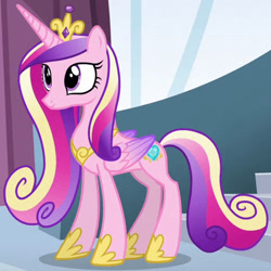 Size: 508x508 | Tagged: safe, imported from derpibooru, princess cadance, alicorn, pony, season 6, the crystalling, colored wings, crown, gradient wings, hoof shoes, jewelry, peytral, princess shoes, regalia, solo, wings