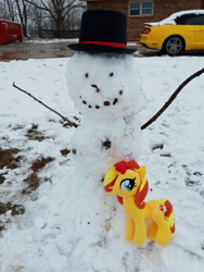 Size: 3120x4160 | Tagged: safe, imported from derpibooru, photographer:professorventurer, sunset shimmer, brony, hat, irl, photo, plushie, snowman, top hat