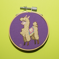 Size: 3060x3060 | Tagged: safe, artist:selenophile, imported from derpibooru, alpaca, them's fightin' herds, community related, embroidery, irl, paprika (tfh), photo, pride, pride flag, transgender pride flag