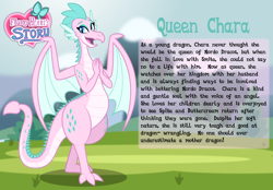 Size: 3014x2102 | Tagged: safe, artist:aleximusprime, imported from derpibooru, oc, oc:queen chara, dragon, flurry heart's story, bio, child bearing hips, dragon oc, dragoness, female, mother, non-pony oc, open mouth, spike's family, spike's mother, story included, wide hips