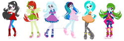 Size: 1024x339 | Tagged: safe, artist:lovemonsterhigh123, imported from twibooru, oc, oc:beam screws, oc:colorfull dreams, oc:green flash, oc:snow blake, oc:star dusk, daughter, female, half pony, image, needs more jpeg, sweetlight stars