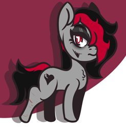 Size: 864x877 | Tagged: safe, artist:lazerblues, imported from derpibooru, oc, oc:miss eri, earth pony, pony, emo, hair over one eye, scar