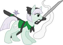 Size: 461x331 | Tagged: safe, artist:thecompleteanimorph, imported from derpibooru, earth pony, pony, female, katana, konpaku youmu, mare, ponified, simple background, solo, sword, touhou, transparent background, weapon