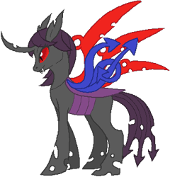 Size: 356x371 | Tagged: safe, artist:thecompleteanimorph, imported from derpibooru, changeling, changelingified, female, mare, nue houjuu, purple changeling, simple background, solo, species swap, touhou, transparent background