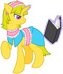 Size: 256x298 | Tagged: safe, artist:thecompleteanimorph, imported from derpibooru, pony, unicorn, alice margatroid, book, female, headband, mare, ponified, simple background, solo, touhou, transparent background