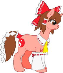 Size: 316x369 | Tagged: safe, artist:thecompleteanimorph, imported from derpibooru, pony, bow, female, hakurei reimu, mare, miko, ponified, simple background, solo, touhou, transparent background