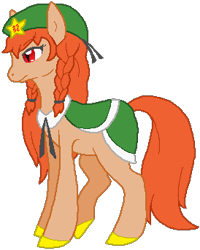 Size: 274x343 | Tagged: safe, artist:thecompleteanimorph, imported from derpibooru, pony, female, hat, hong meiling, mare, ponified, simple background, solo, touhou, transparent background