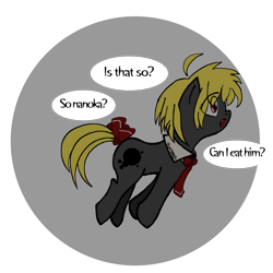 Size: 900x900 | Tagged: safe, artist:thattagen, imported from derpibooru, pony, dialogue, female, mare, ponified, rumia, simple background, solo, touhou, transparent background