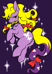 Size: 516x726 | Tagged: safe, artist:鷹呑, imported from derpibooru, earth pony, pony, butt, female, mare, plot, ponified, purple background, simple background, solo, touhou, yakumo yukari