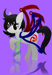 Size: 900x1286 | Tagged: safe, artist:katsumimi, imported from derpibooru, earth pony, pony, female, looking at you, mare, nue houjuu, ponified, purple background, reflection, simple background, smiling, smiling at you, solo, touhou