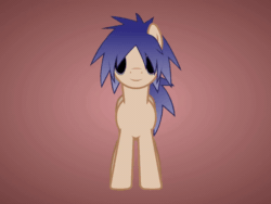 Size: 600x450 | Tagged: safe, artist:zeffdakilla, derpibooru exclusive, imported from derpibooru, earth pony, pony, 2-d, animated, black sclera, blue mane, butt, gif, gorillaz, gradient background, plot, ponified, puppet, puppet rig, rig, rotating, simple background, smiling, solo
