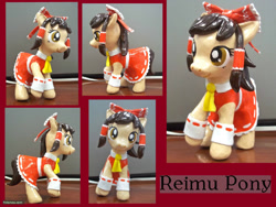 Size: 900x675 | Tagged: safe, artist:cadmiumcrab, imported from derpibooru, pony, clothes, customized toy, female, hakurei reimu, irl, mare, miko, photo, ponified, skirt, touhou, toy