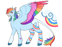 Size: 1280x960 | Tagged: safe, artist:s0ftserve, imported from derpibooru, rainbow dash, pony, alternate design, cloven hooves, colored wings, multicolored wings, rainbow wings, simple background, solo, transparent background, wings