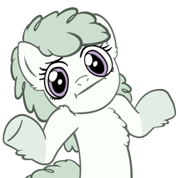 Size: 405x405 | Tagged: artist needed, safe, edit, oc, oc only, oc:lichen, pony, chest fluff, female, looking at you, mare, shrug, simple background, snowpony (species), solo, taiga pony, transparent background