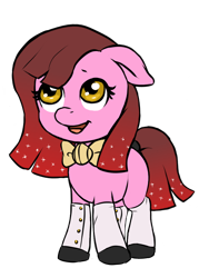 Size: 640x896 | Tagged: safe, alternate version, artist:multiverseequine, derpibooru exclusive, imported from derpibooru, oc, oc only, oc:cherry bottom, earth pony, pony, bowtie, clothes, colt, earth pony oc, femboy, foal, full body, gradient mane, looking up, male, pink, pretty, shoes, simple background, socks, solo, starry mane, tail, tail band, transparent background