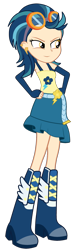 Size: 692x2332 | Tagged: safe, artist:ajosterio, imported from derpibooru, indigo zap, human, equestria girls, bare shoulders, boots, clothes swap, fall formal outfits, shoes, simple background, sleeveless, solo, transparent background