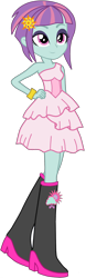 Size: 800x2579 | Tagged: safe, artist:ajosterio, imported from derpibooru, sunny flare, human, equestria girls, bare shoulders, boots, clothes swap, fall formal outfits, shoes, simple background, sleeveless, solo, transparent background