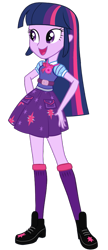 Size: 465x1081 | Tagged: safe, artist:ajosterio, imported from derpibooru, twilight sparkle, human, equestria girls, bangs, bowtie, clothes, denim, denim skirt, female, geode of telekinesis, hand on hip, magical geodes, open mouth, pockets, sci-twi outfits, shirt, shoes, short sleeves, simple background, skirt, smiling, socks, solo, transparent background