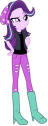 Size: 555x1441 | Tagged: safe, artist:ajosterio, imported from derpibooru, starlight glimmer, human, equestria girls, beanie hat, boots, clothes, cute, eyebrows, female, geode, glimmerbetes, hand on hip, jacket, jewelry, necklace, pants, pockets, raised eyebrow, shoes, short sleeves, simple background, solo, squint, transparent background, vestimet