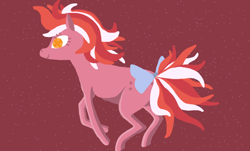 Size: 1200x725 | Tagged: dead source, safe, artist:sogreatandpowerful, imported from derpibooru, galaxy (g1), pony, twinkle eyed pony, unicorn, 2013, bow, cover art, downloadable, female, g1, link in description, mare, red background, sgap, simple background, sogreatandpowerful, solo, tail, tail bow