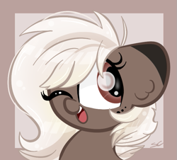 Size: 665x601 | Tagged: safe, artist:sugarcloud12, imported from derpibooru, oc, earth pony, pony, bust, female, mare, one eye closed, portrait, solo