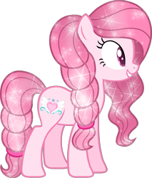 Size: 1251x1467 | Tagged: safe, artist:pegasski, artist:tanahgrogot, edit, imported from derpibooru, oc, oc only, oc:annisa trihapsari, earth pony, pony, base used, earth pony oc, female, grin, gritted teeth, long hair, long mane, long tail, mare, medibang paint, pink body, pink eyes, pink mane, pink tail, show accurate, simple background, smiling, solo, sparkles, tail, teeth, transparent background