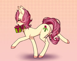 Size: 1500x1200 | Tagged: safe, alternate version, artist:takic, imported from derpibooru, roseluck, earth pony, pony, christmas gift, collar, commission, commissioner:doom9454, cute, pet tag, pony pet, rosepet, solo