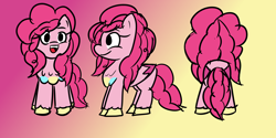 Size: 4000x2000 | Tagged: safe, artist:acria, imported from derpibooru, pinkie pie, pegasus, pony, comic:friendship reimagined, gradient background, pegasus pinkie pie, race swap, solo