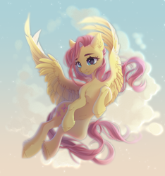 Size: 3988x4268 | Tagged: safe, artist:eiirine, imported from derpibooru, fluttershy, pegasus, pony, chest fluff, ear fluff, female, grin, high res, hoof fluff, mare, smiling, solo, spread wings, wings, wip