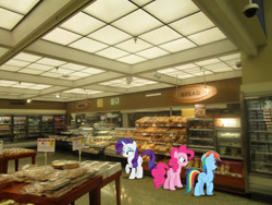 Size: 1600x1200 | Tagged: safe, artist:dashiesparkle, artist:jaredking779, imported from derpibooru, pinkie pie, rainbow dash, rarity, earth pony, pegasus, pony, unicorn, butt, female, florida, irl, mare, orlando, photo, plot, ponies in real life, trio