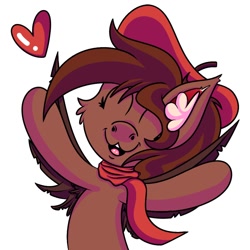 Size: 1024x1024 | Tagged: safe, artist:draconightmarenight, imported from derpibooru, oc, oc only, oc:autumn rosewood, pony, cel shading, ear fluff, happy, heart, hug, monthly reward, shading, simple background, solo, sticker, white background